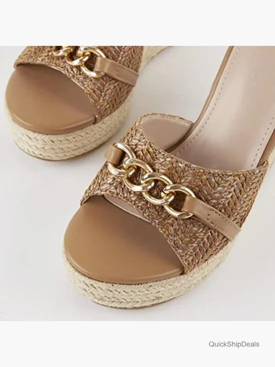 Wedge Sandals Platform Espadrille Heel Chain Slip On Casual Summer Slides - Picture 3 of 7